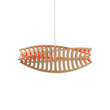 Toru Horizontal Pendant Light: Medium + Bamboo + Red + White
