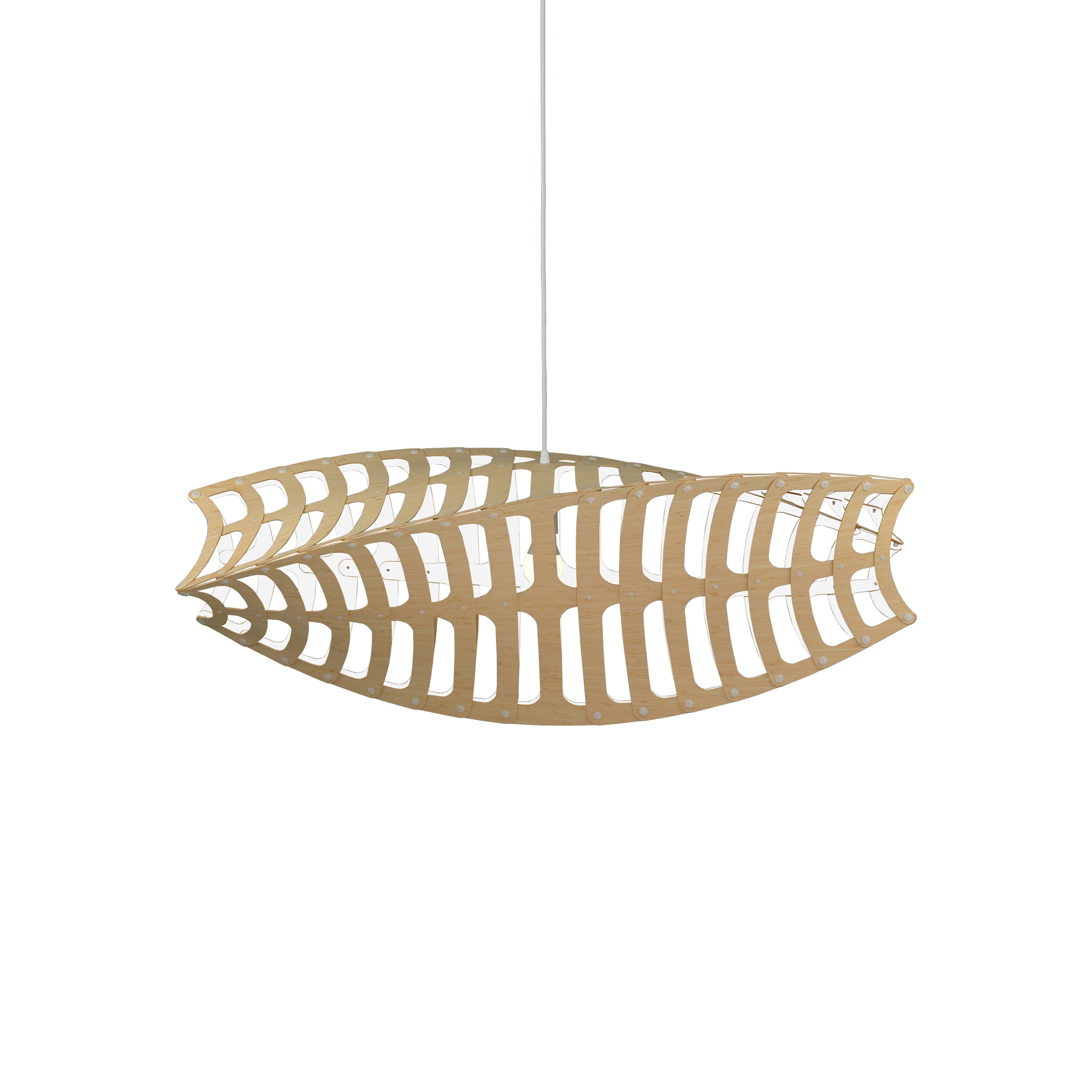 Toru Horizontal Pendant Light: Medium + Bamboo + White