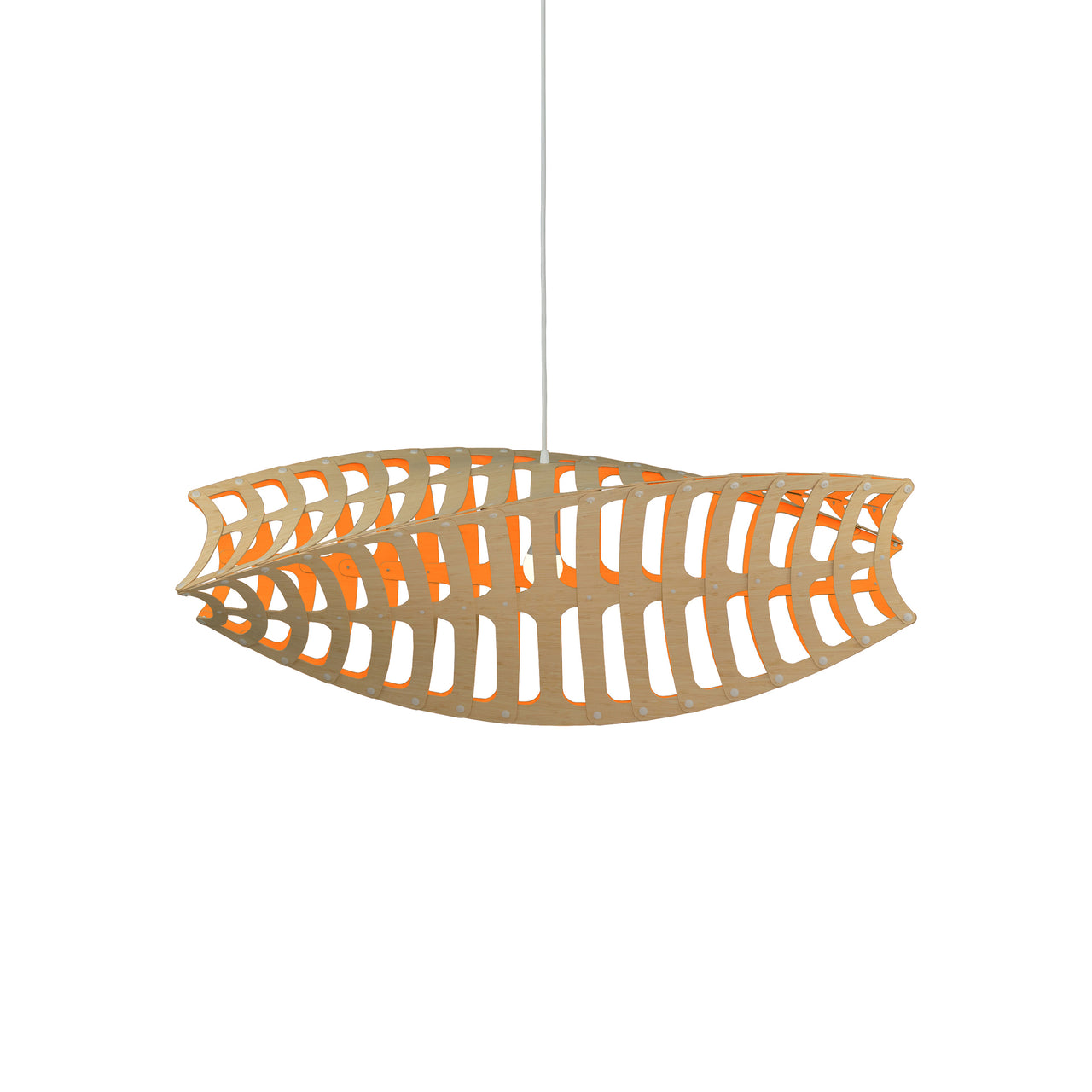 Toru Horizontal Pendant Light: Medium + Bamboo + Orange + White