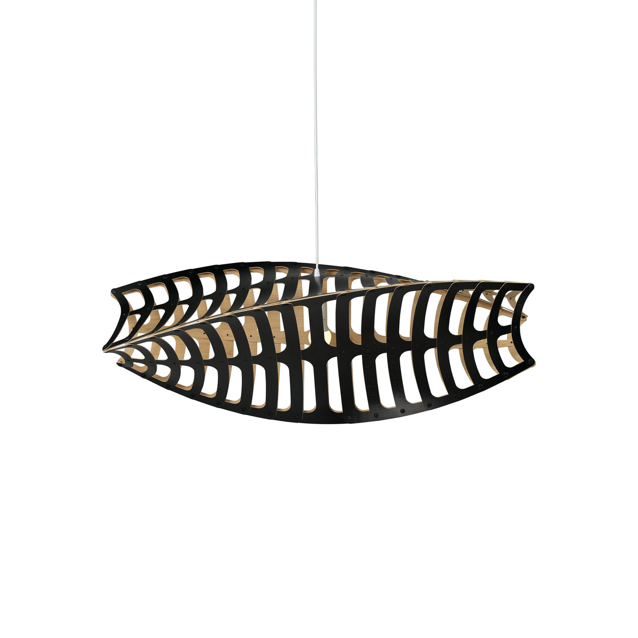 Toru Horizontal Pendant Light: Medium + Black + Bamboo + White