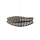 Toru Horizontal Pendant Light: Medium + Black + Bamboo + White