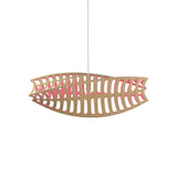 Toru Horizontal Pendant Light: Medium + Bamboo + Pink + White