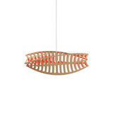 Toru Horizontal Pendant Light: Small + Bamboo + Red + White