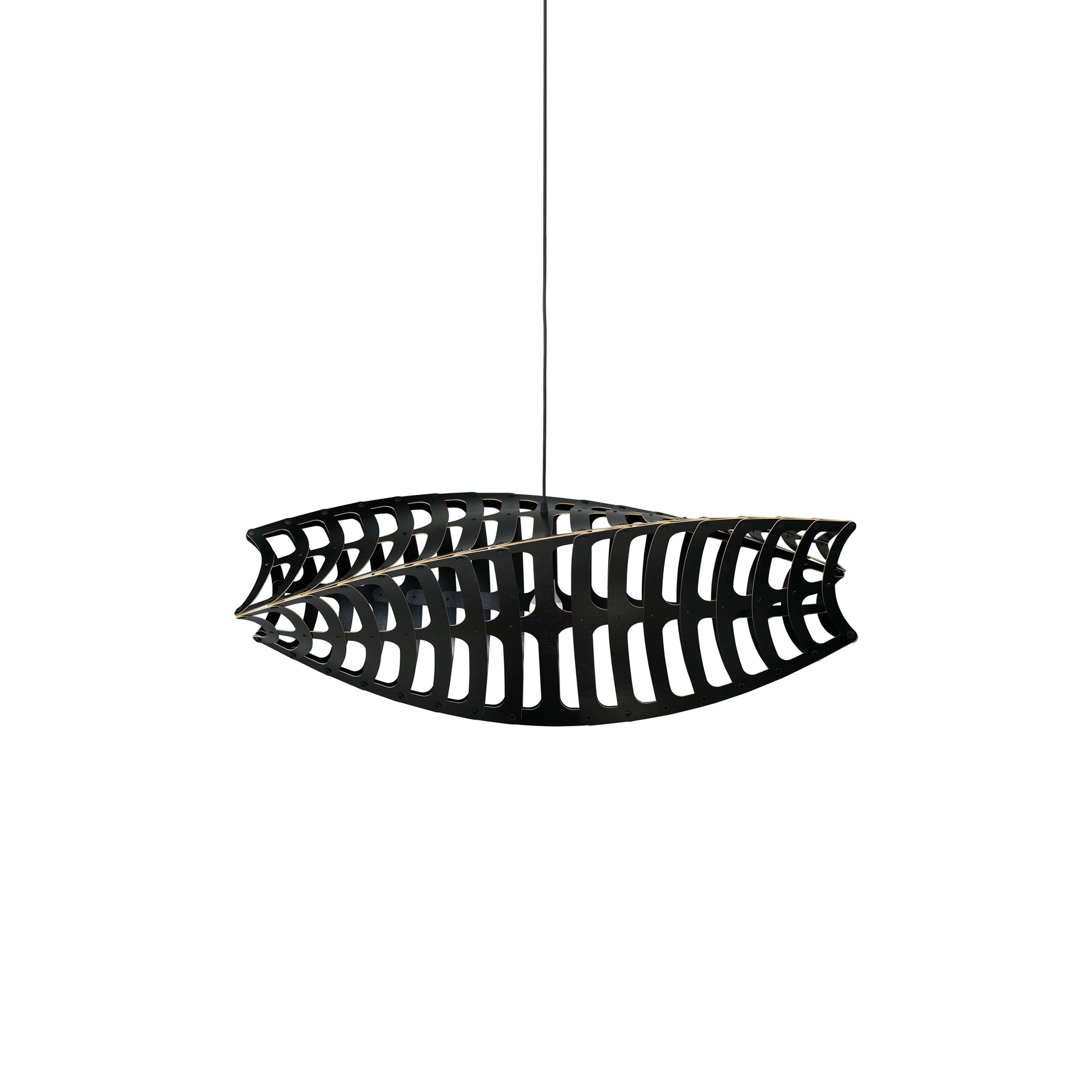 Toru Horizontal Pendant Light: Small + Black + Black