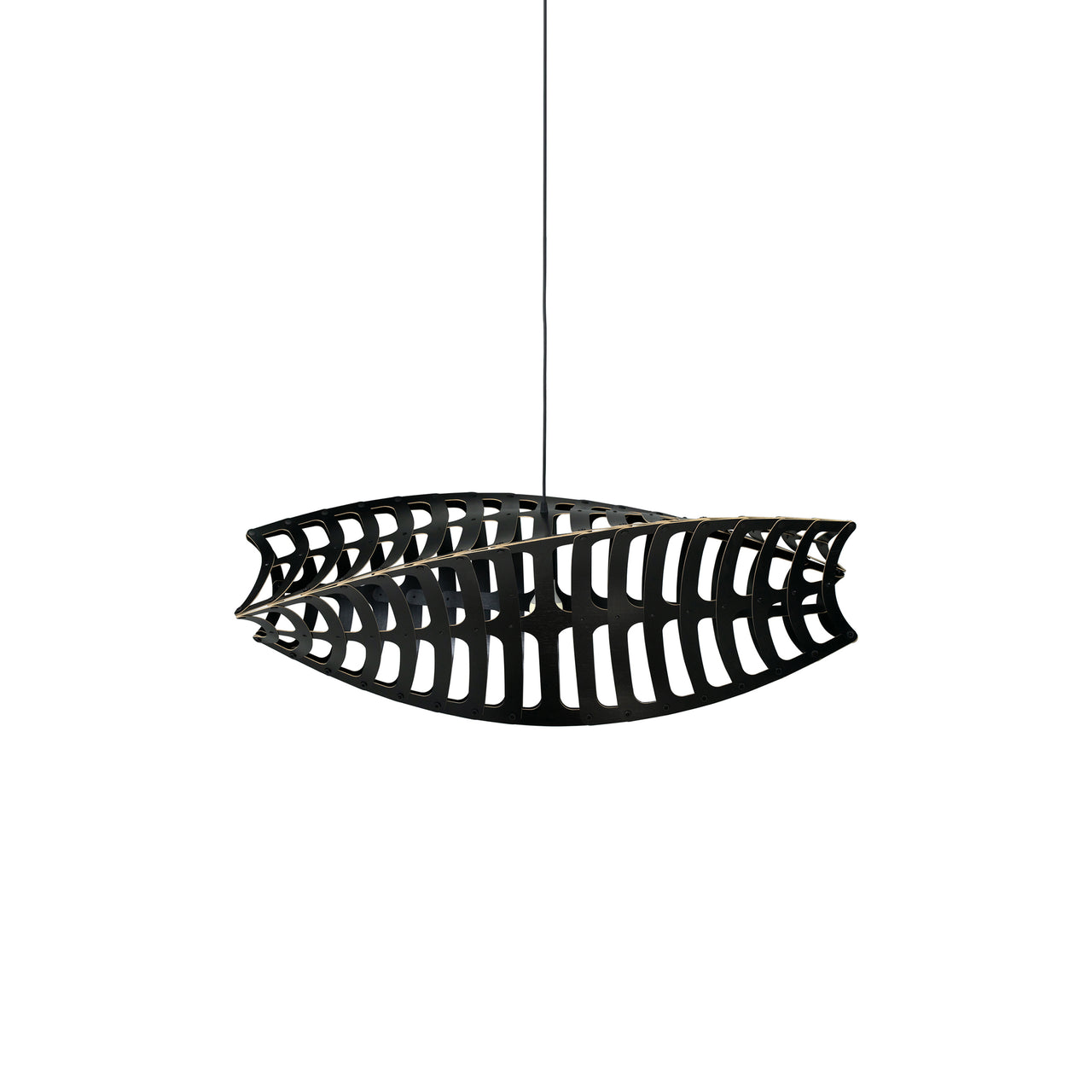 Toru Horizontal Pendant Light: Small + Black + Black