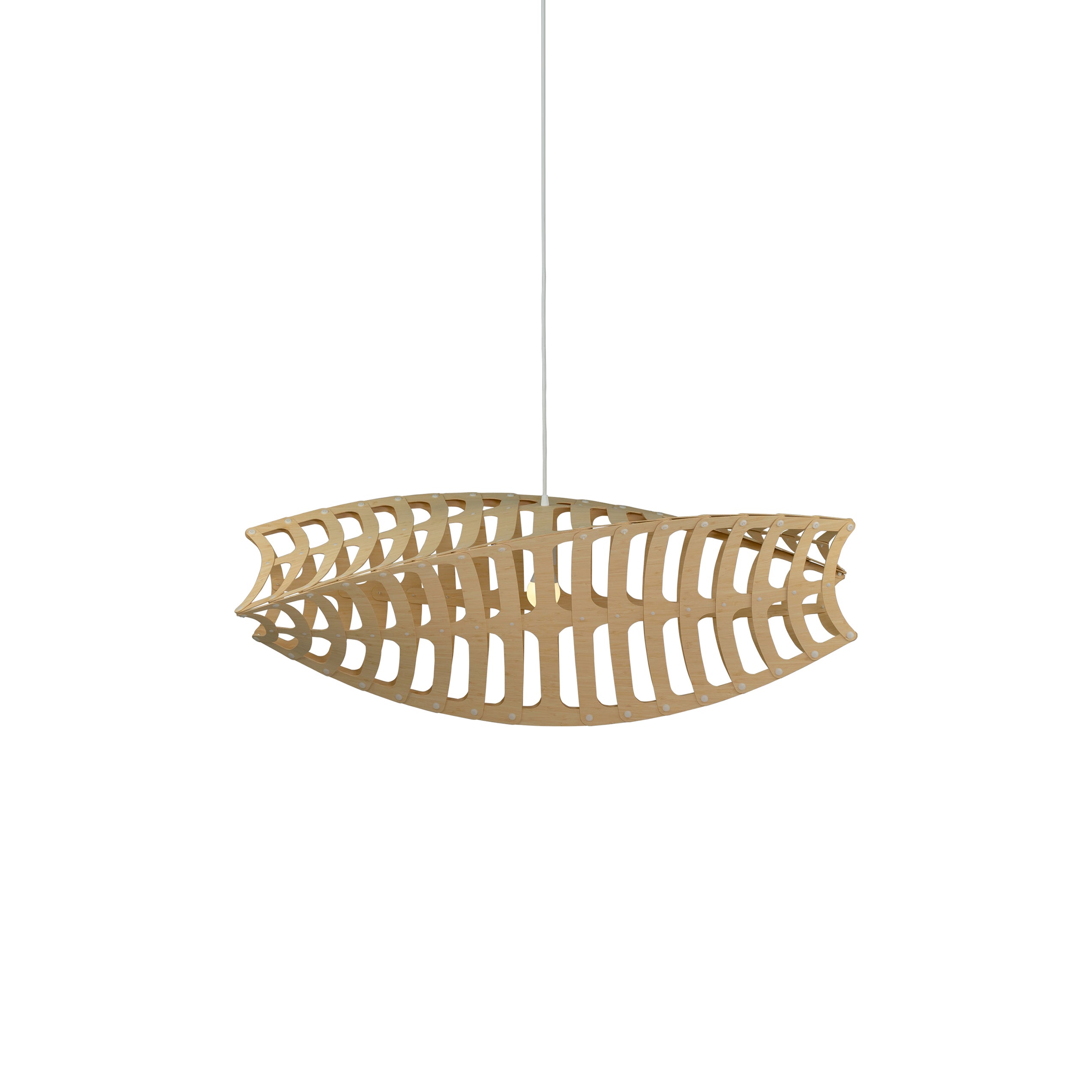 Toru Horizontal Pendant Light: Small + Bamboo + White