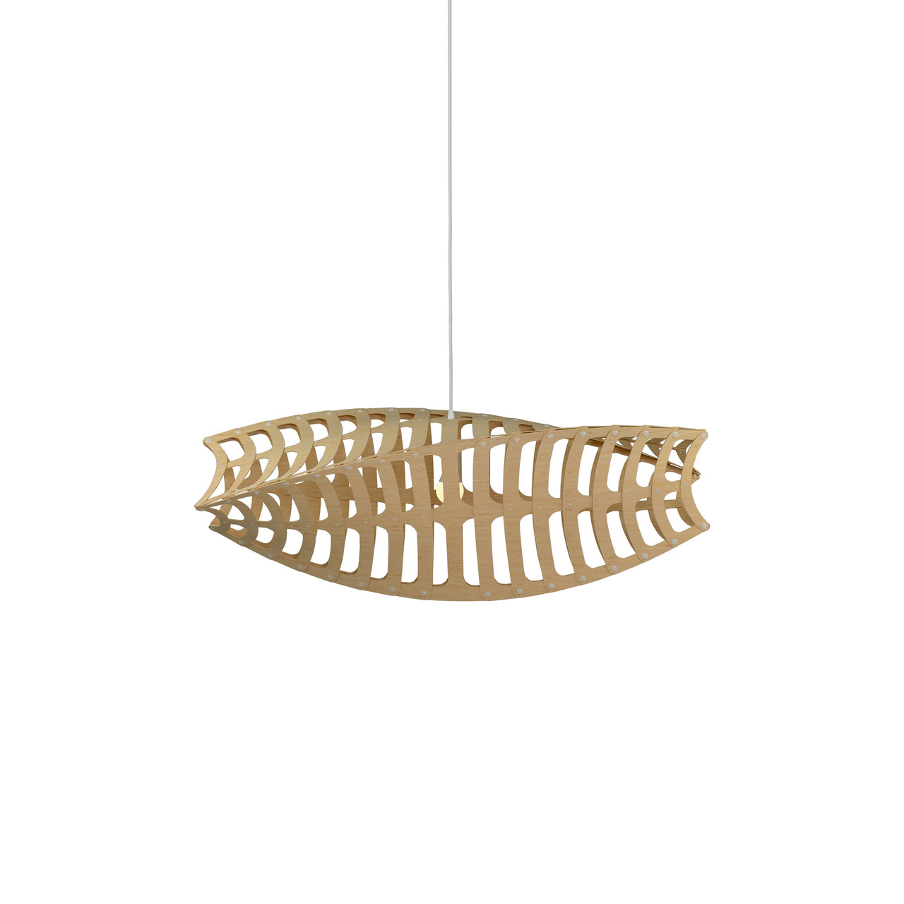 Toru Horizontal Pendant Light: Small + Bamboo + White