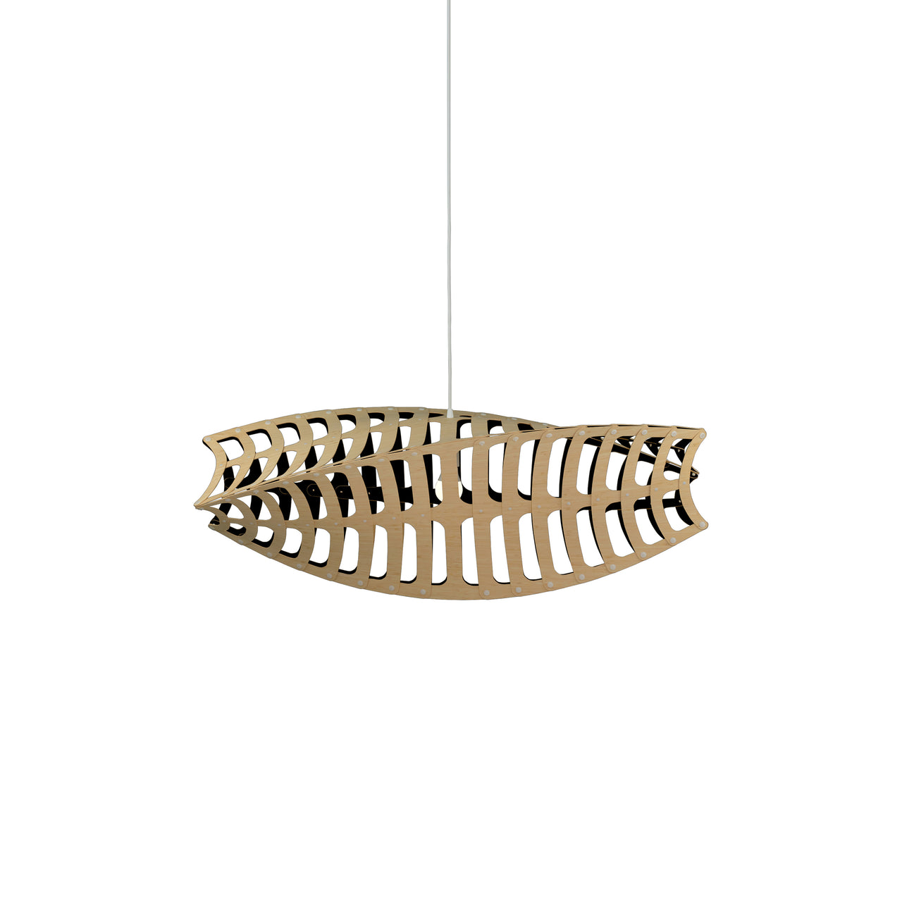 Toru Horizontal Pendant Light: Small + Bamboo + Black + White
