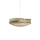 Toru Horizontal Pendant Light: Small + Bamboo + Black + White
