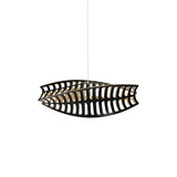 Toru Horizontal Pendant Light: Small + Black + Bamboo + White