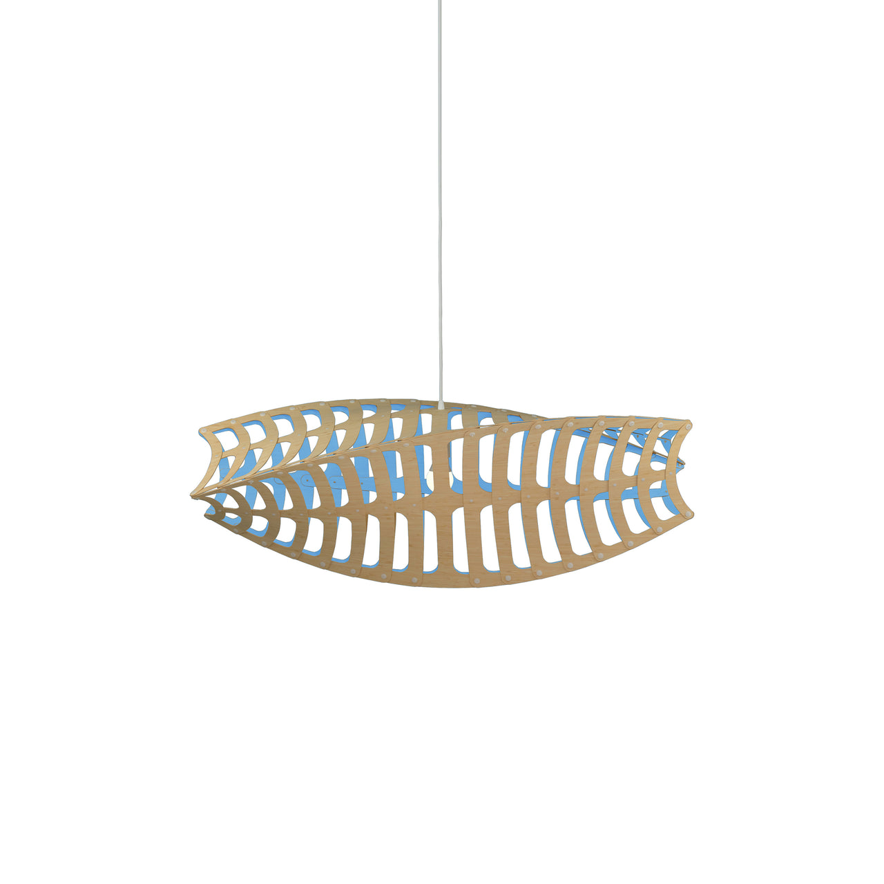 Toru Horizontal Pendant Light: Small + Bamboo + Blue + White