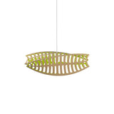 Toru Horizontal Pendant Light: Small + Bamboo + Lime + White