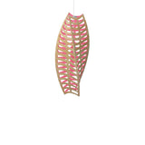 Toru Vertical Pendant Light: Large + Bamboo + Pink + White