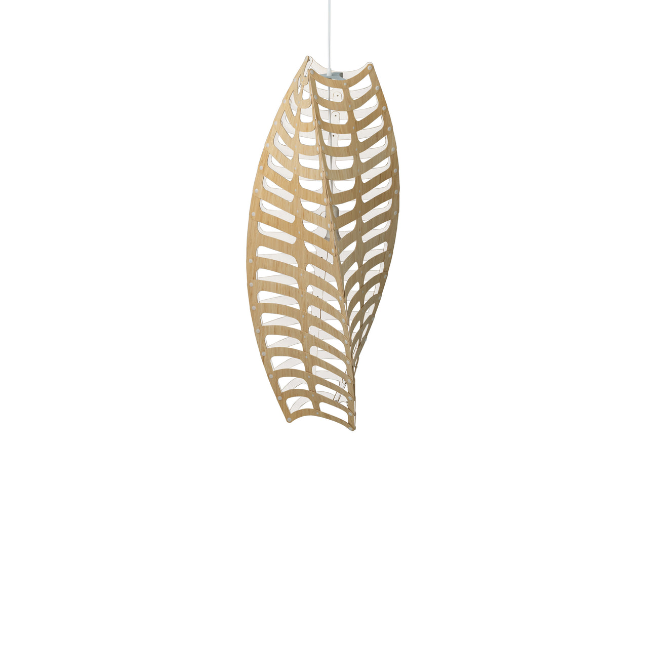 Toru Vertical Pendant Light: Large + Bamboo + White + White
