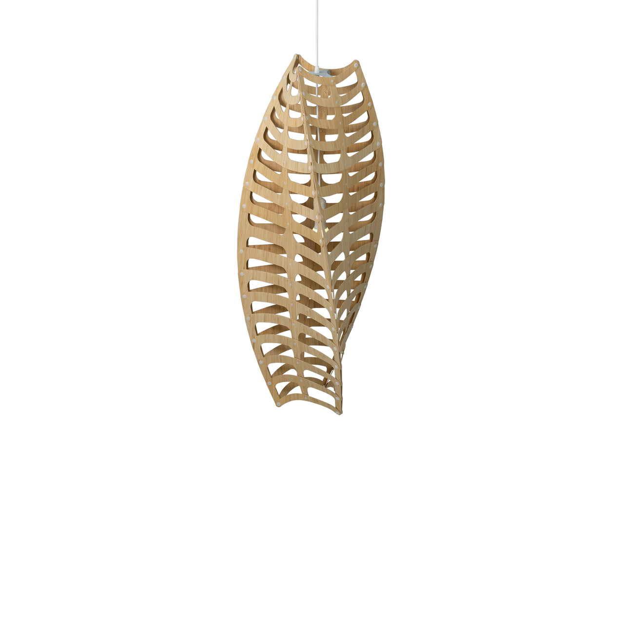 Toru Vertical Pendant Light: Large + Bamboo + White