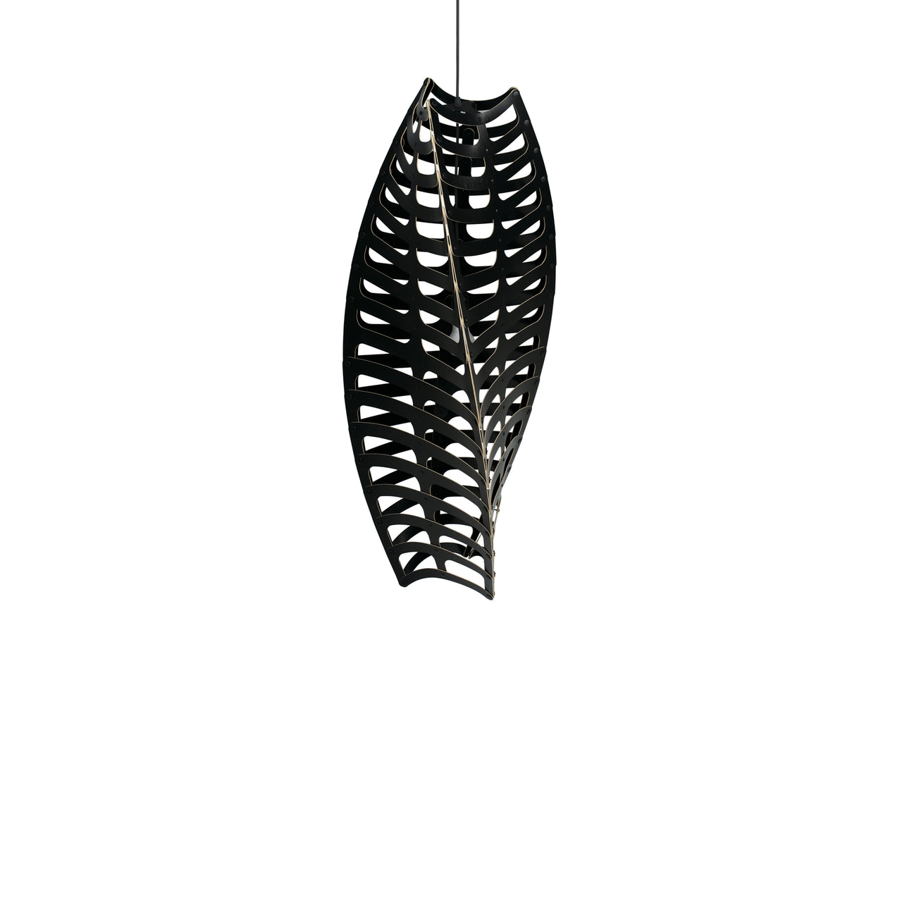 Toru Vertical Pendant Light: Large + Black + Black