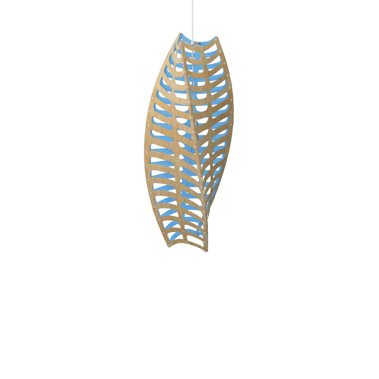 Toru Vertical Pendant Light: Large + Bamboo + Blue + White