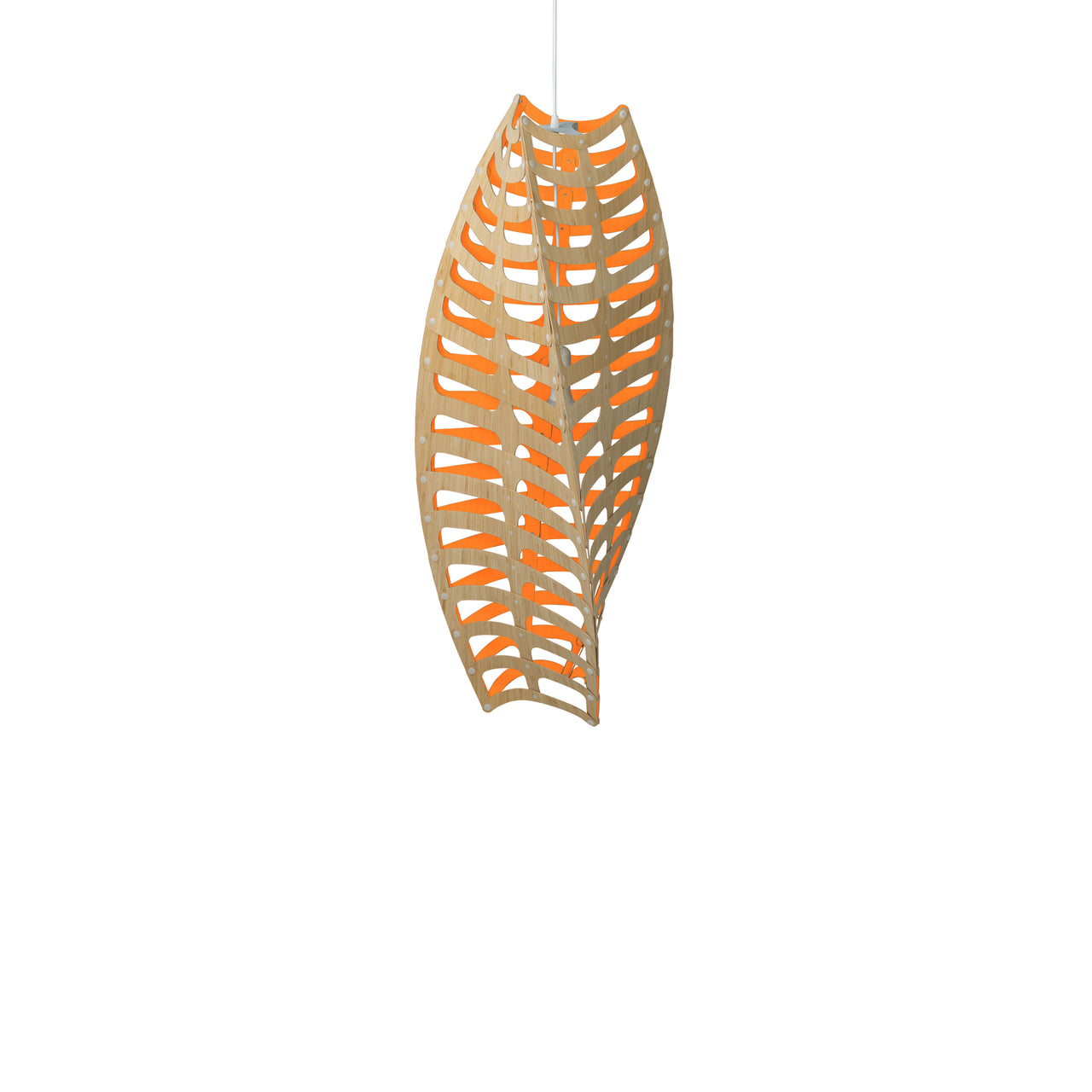 Toru Vertical Pendant Light: Large + Bamboo + Orange + White