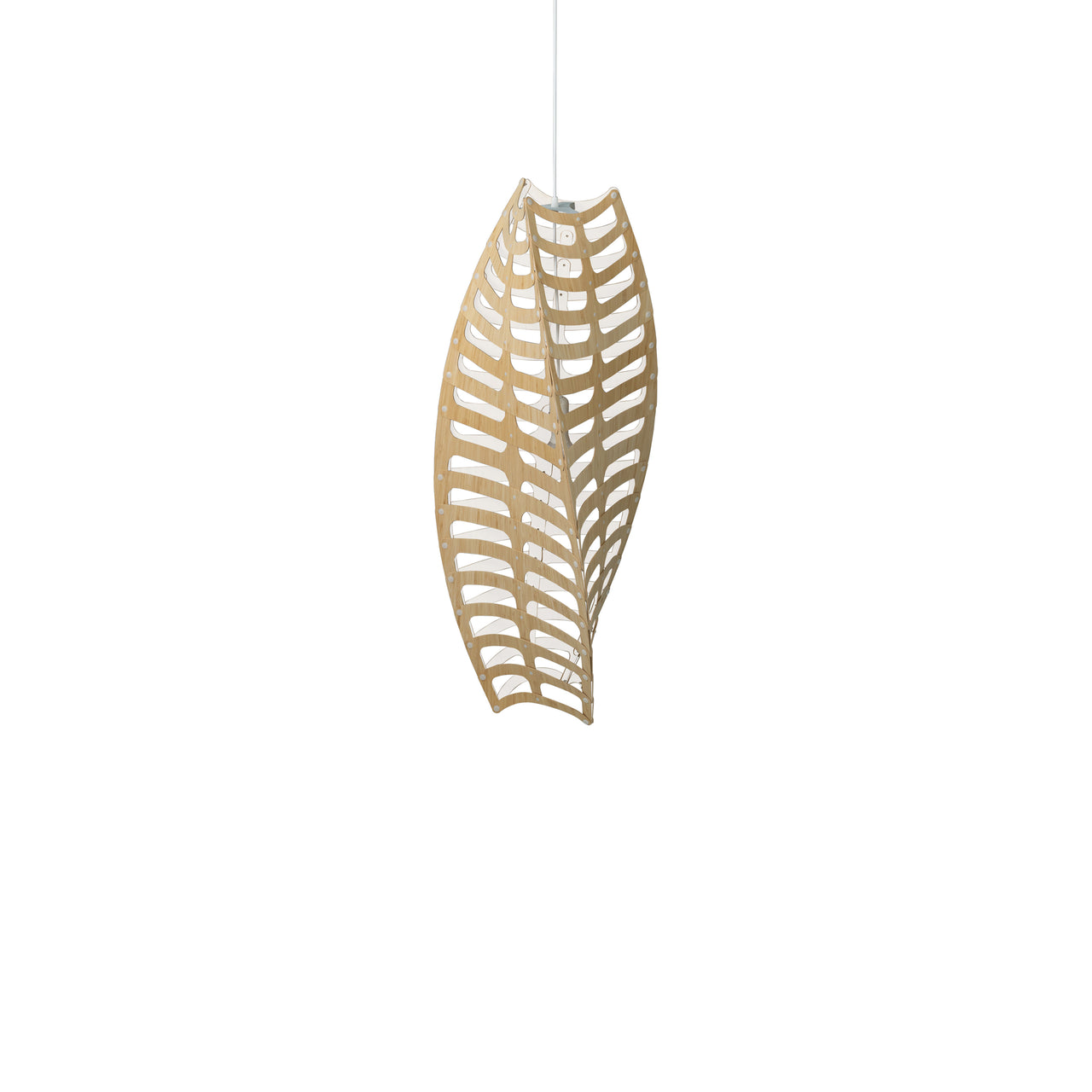 Toru Vertical Pendant Light: Medium + Bamboo + White + White