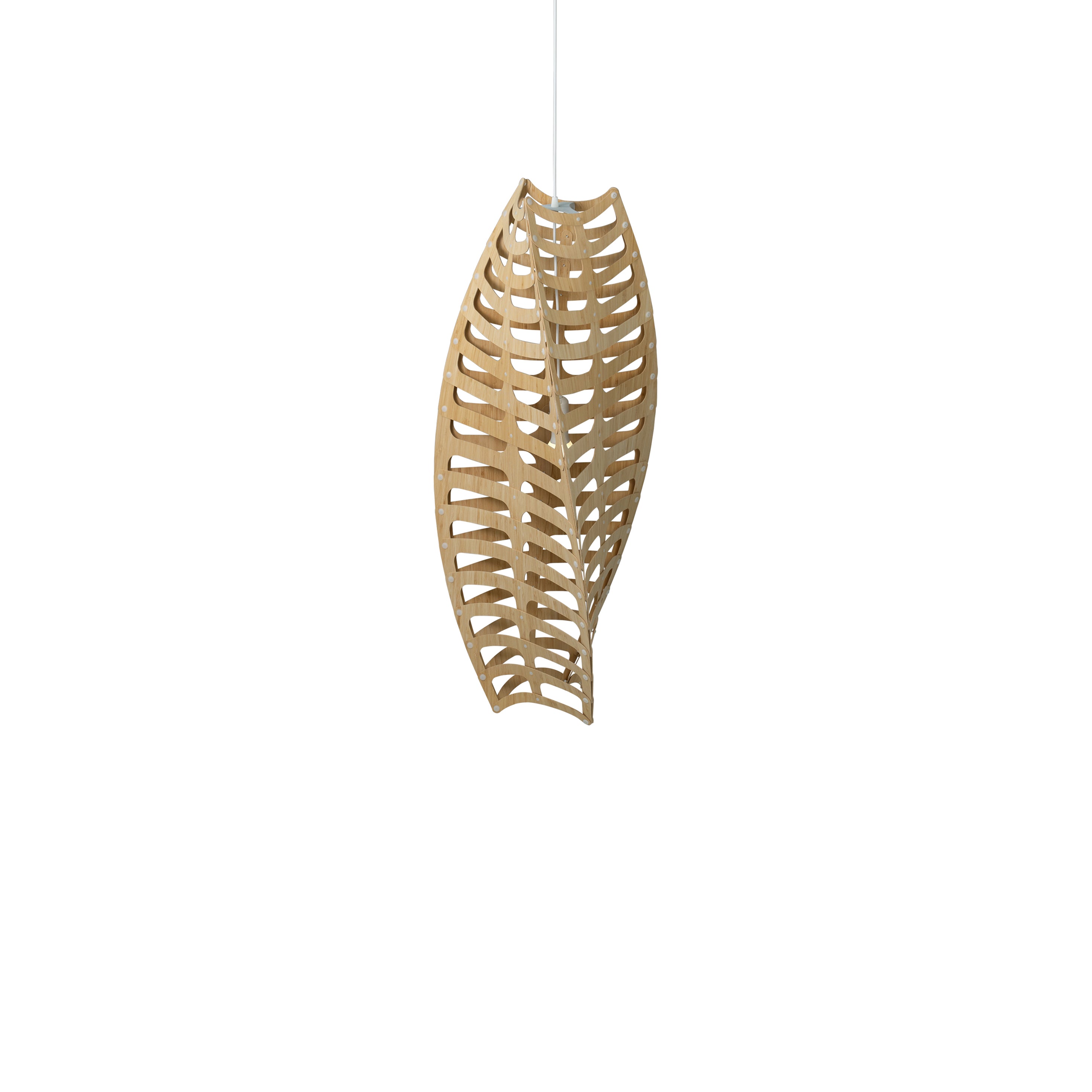 Toru Vertical Pendant Light: Medium + Bamboo + White