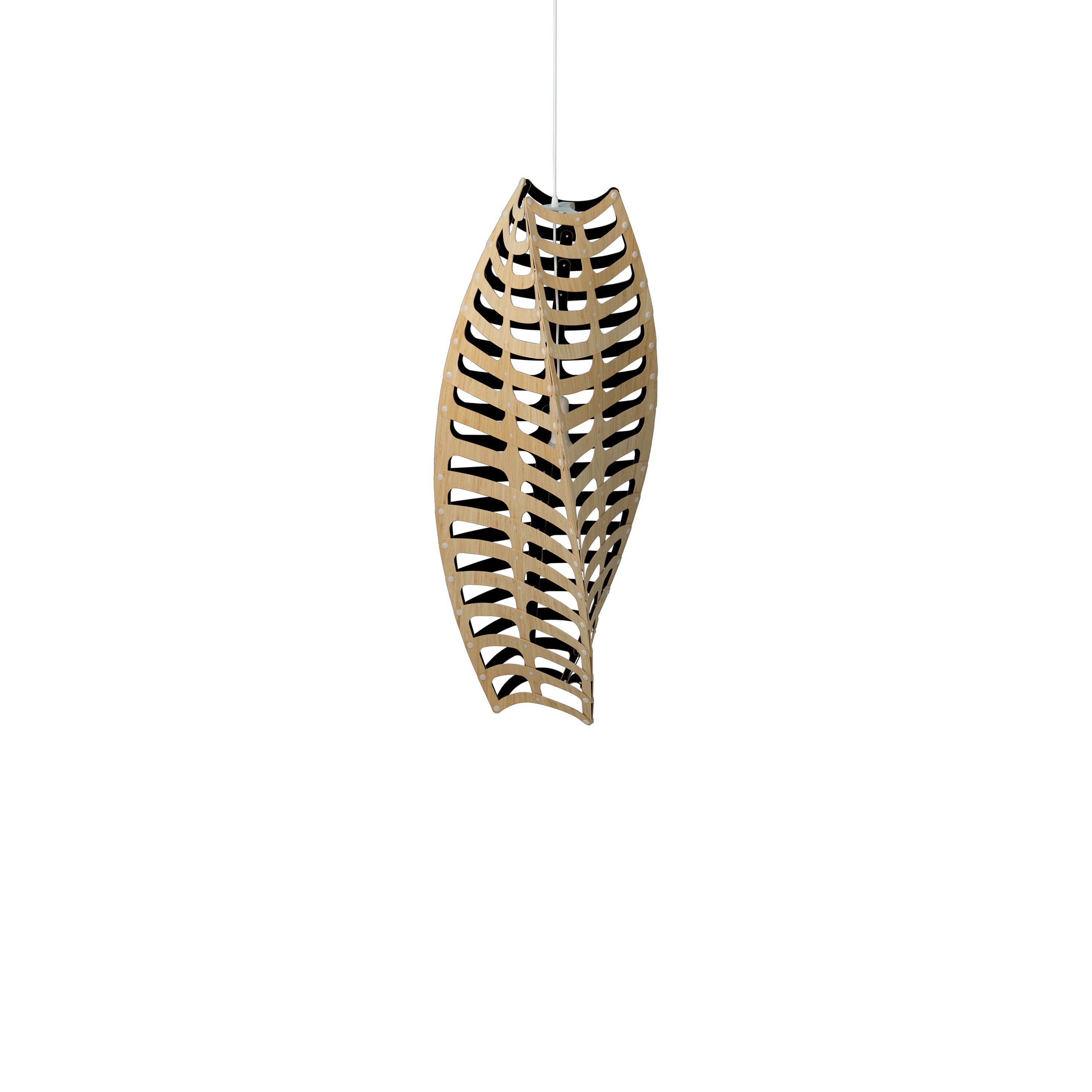 Toru Vertical Pendant Light: Medium + Bamboo + White
