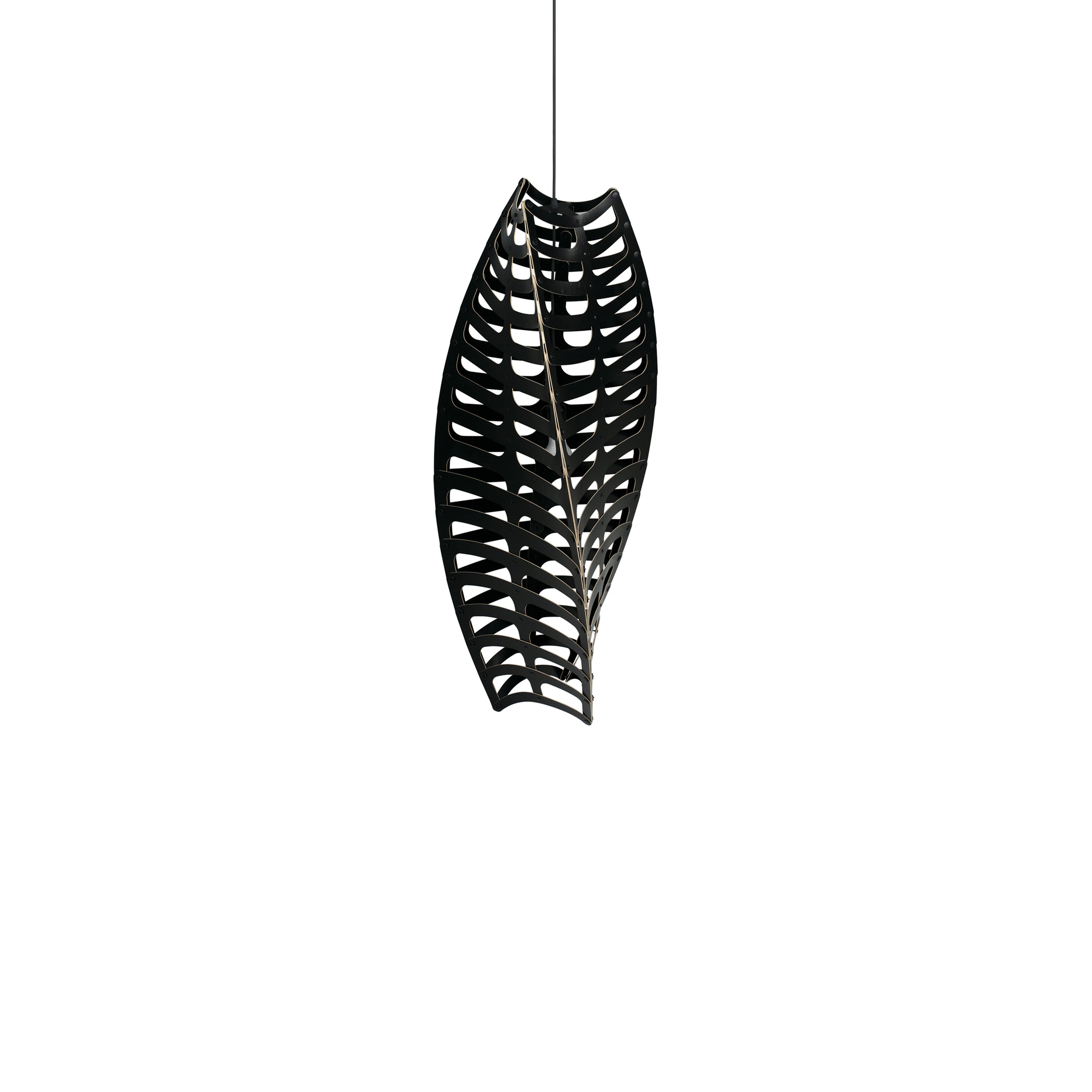 Toru Vertical Pendant Light: Medium + Black + Black