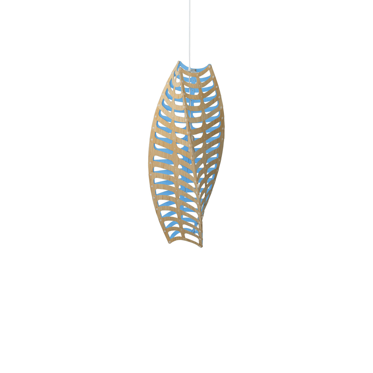 Toru Vertical Pendant Light: Medium + Bamboo + Blue + White