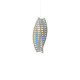 Toru Vertical Pendant Light: Small + Bamboo + Blue + White