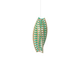 Toru Vertical Pendant Light: Small + Bamboo + Aqua + White