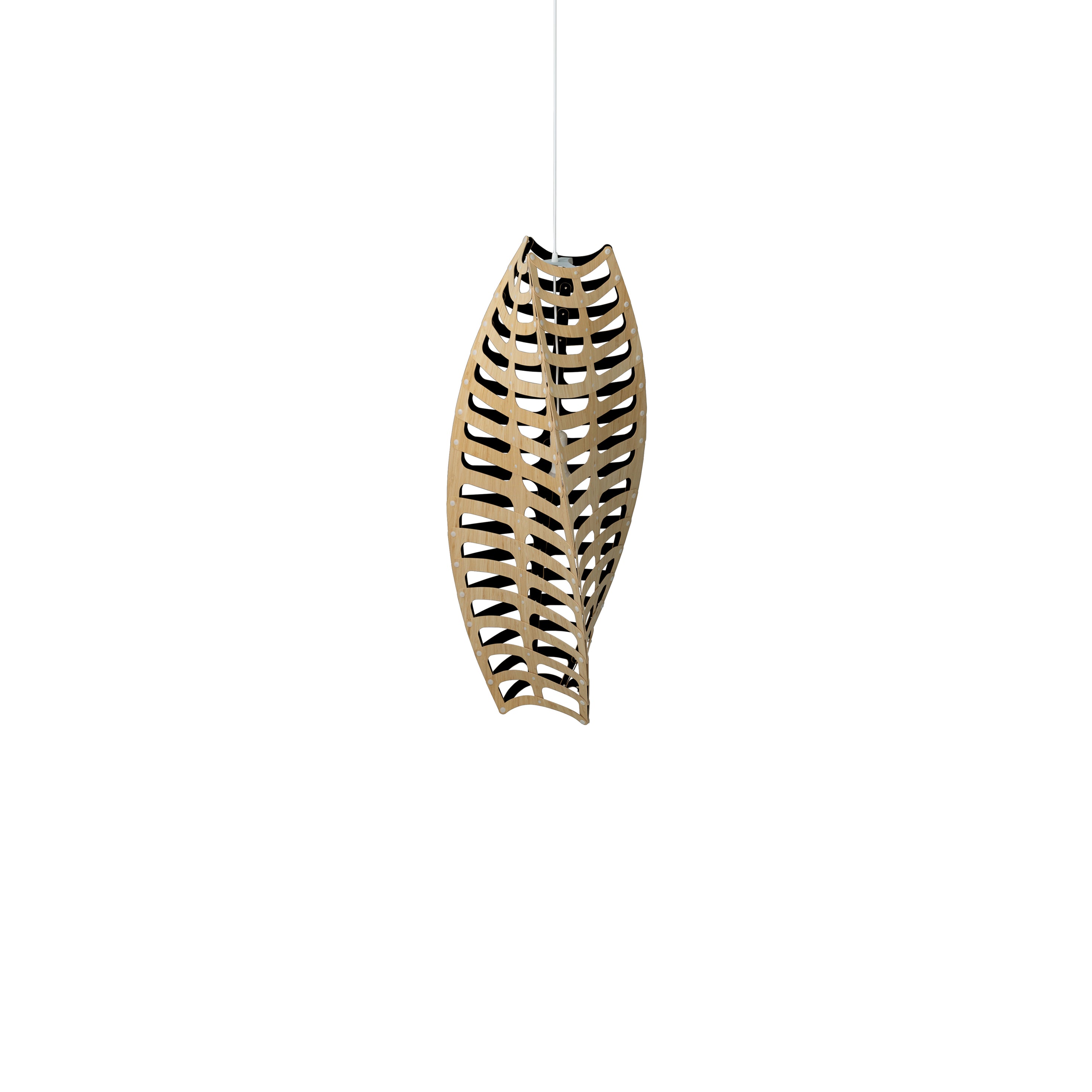 Toru Vertical Pendant Light: Small + Bamboo + Black + White