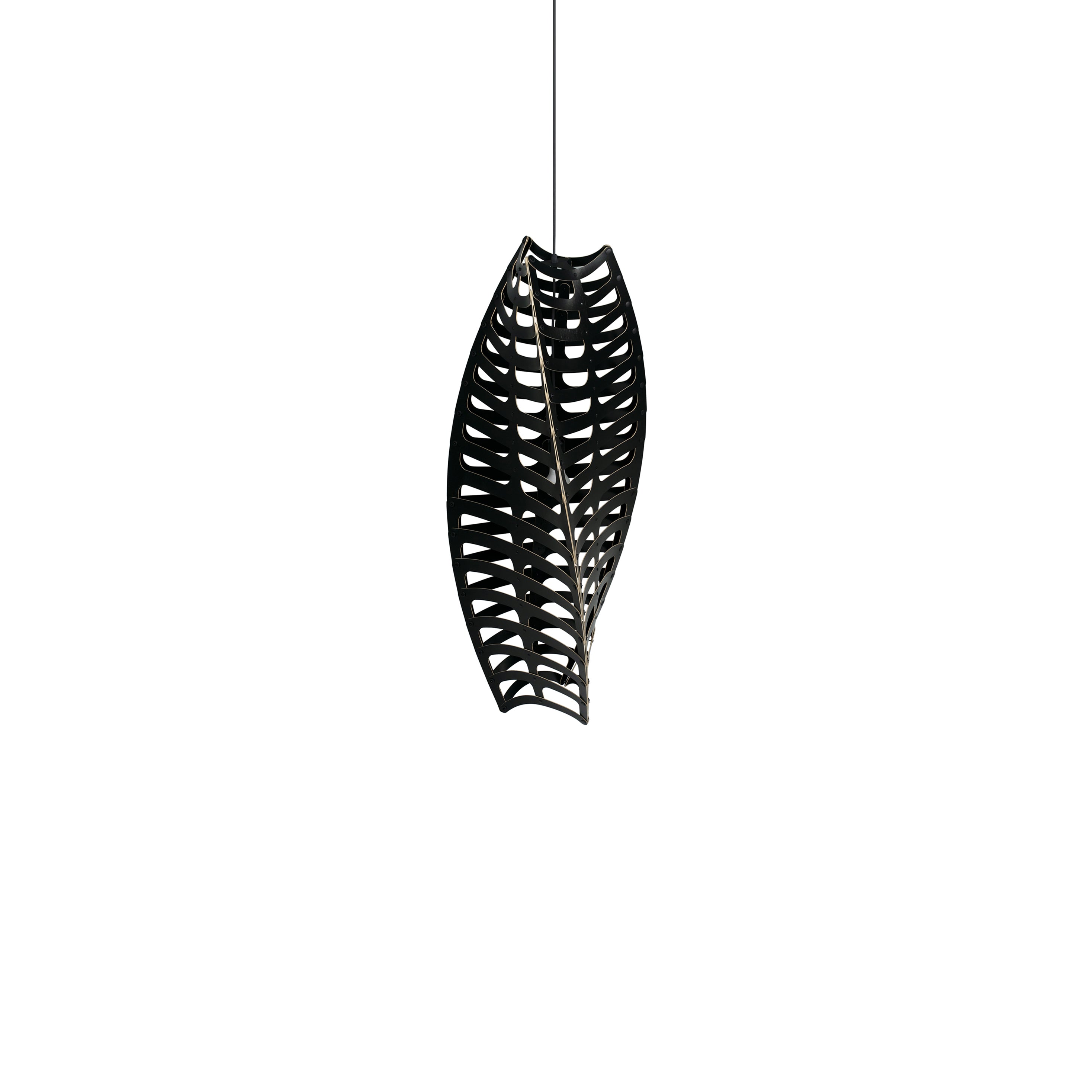 Toru Vertical Pendant Light: Small + Black + Black