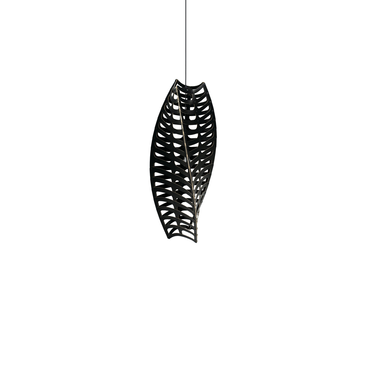 Toru Vertical Pendant Light: Small + Black + Black