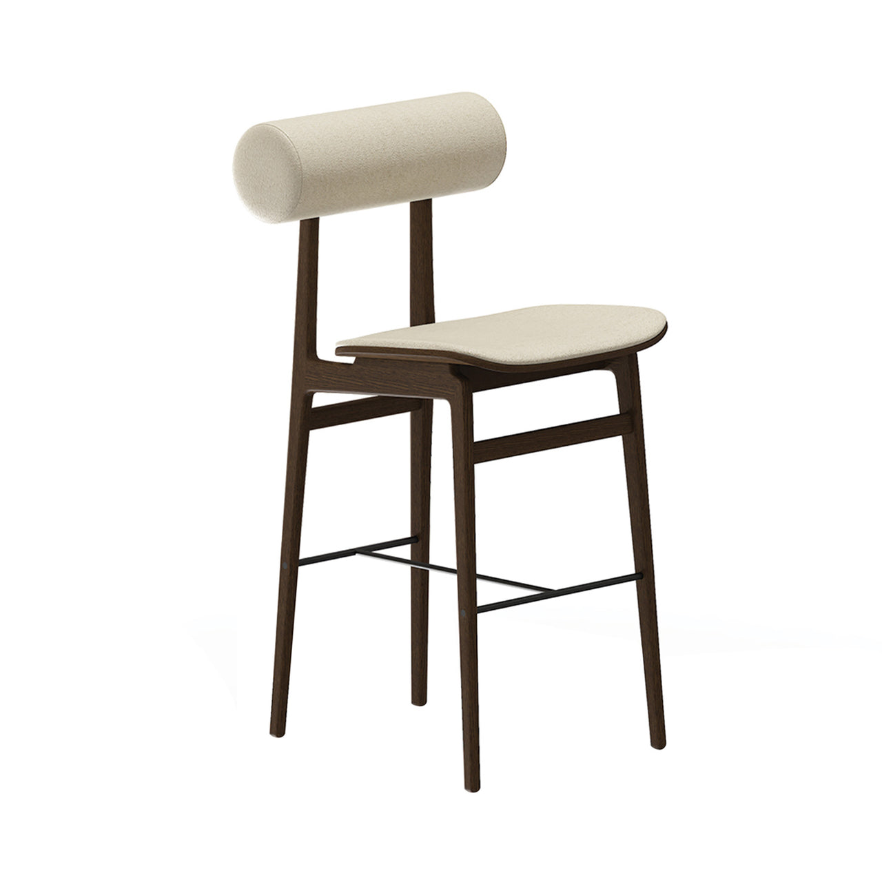Totem Bar + Counter Chair: Seat + Back Upholstered + Bar + Dark Smoked Oak