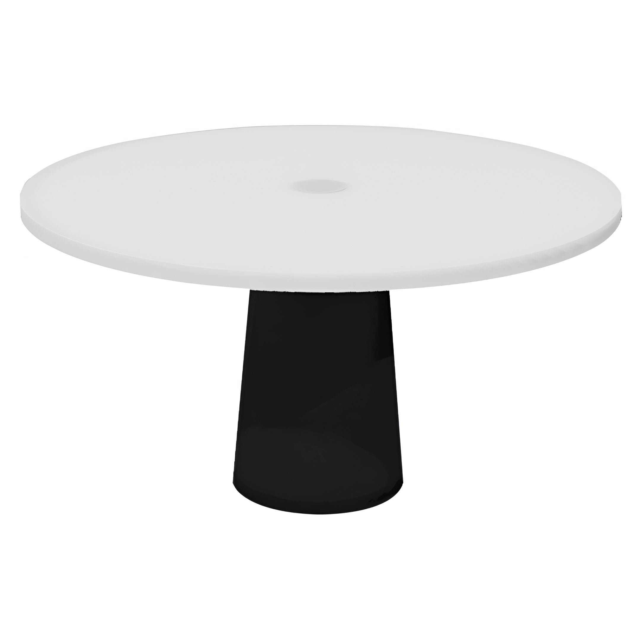 Container Round Table: Large + Cable Feed + Traffic White with Hole + Black