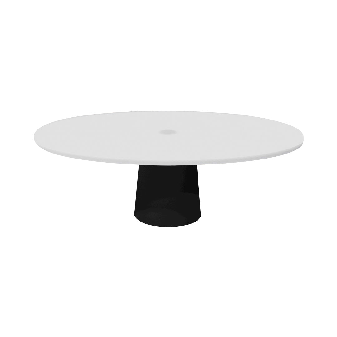 Container Oval Table: Small + Traffic White with Hole + Black
