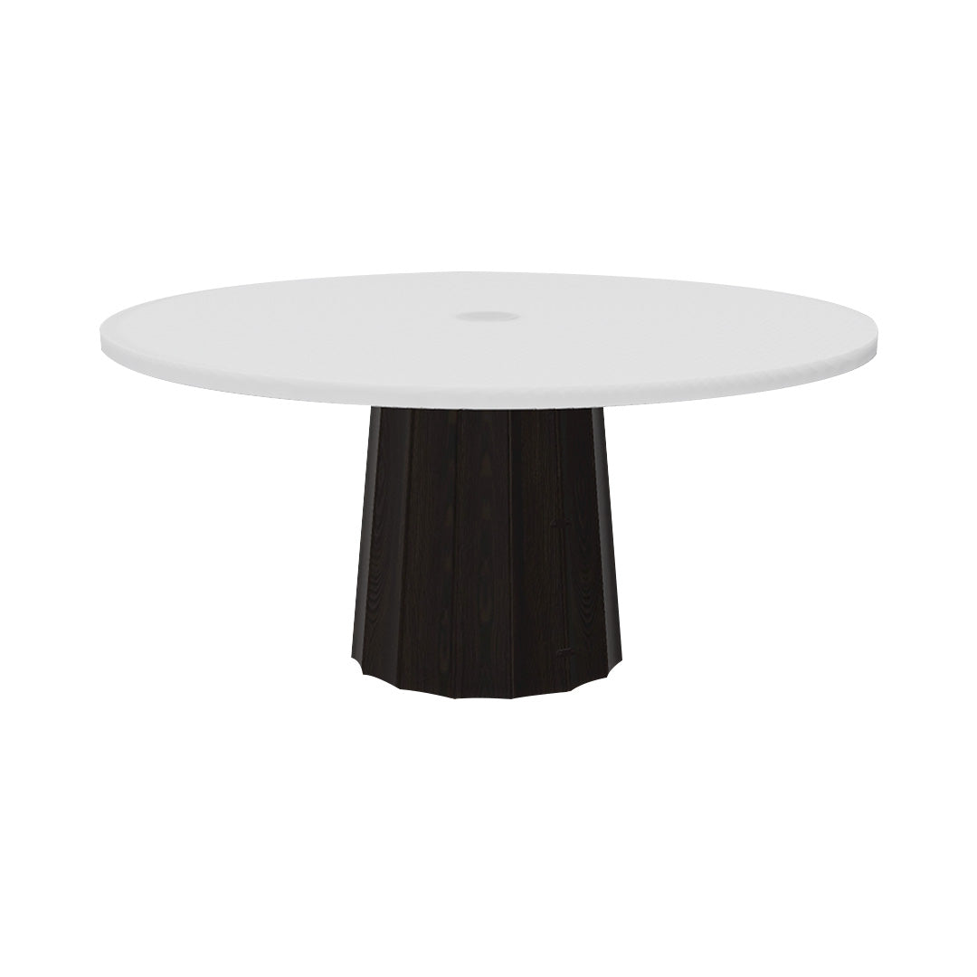 Container Round Table: Extra Large + Bodhi Cover + Traffic White with Hole + Wenge