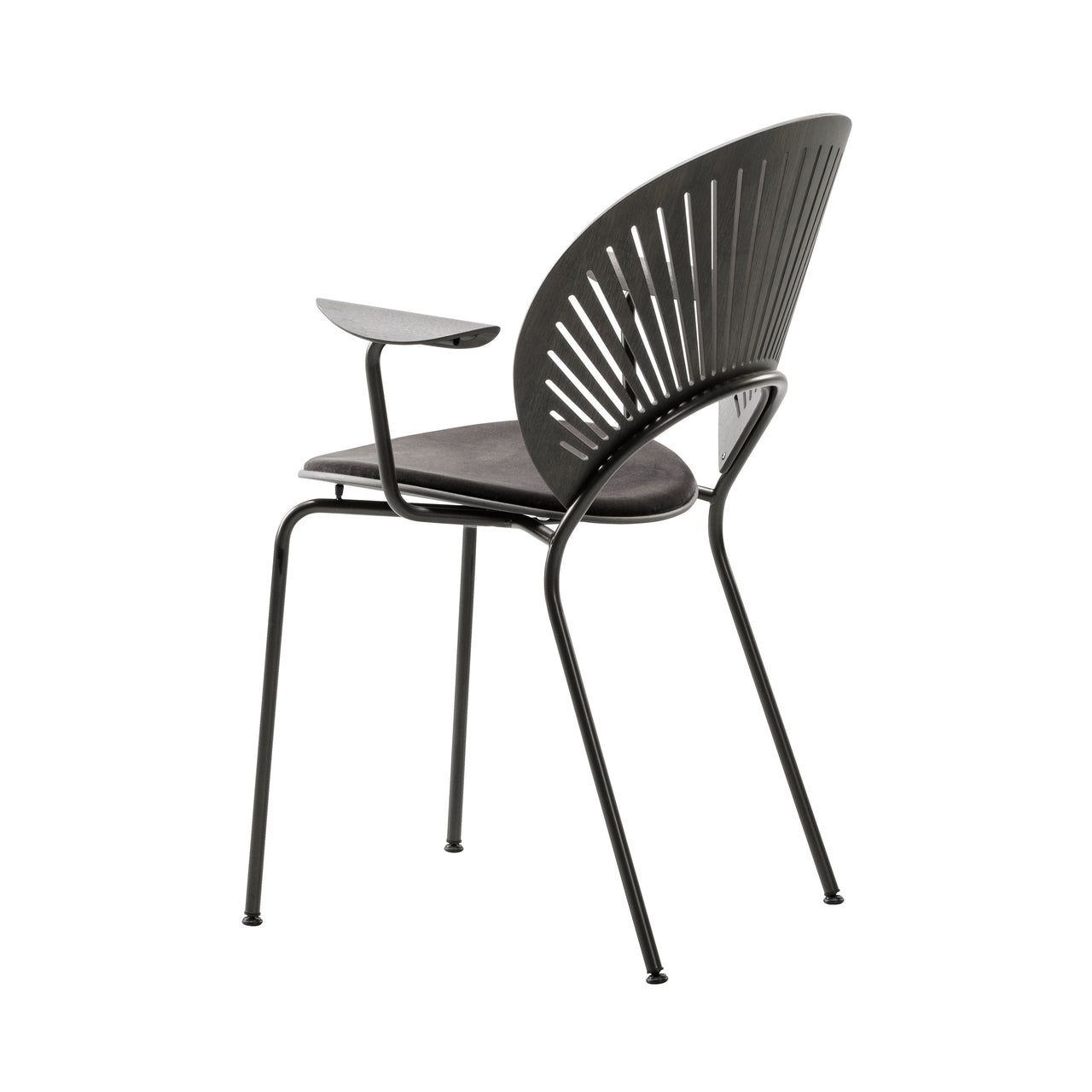 Trinidad Armchair: Flint Base + Seat Upholstered + Smoked Stained Oak