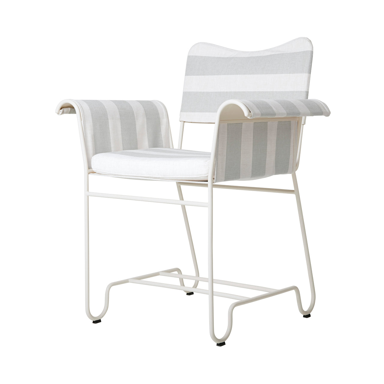 Tropique Dining Chair: Outdoor + Without Fringes + White Semi Matt + Leslie Stripe 20
