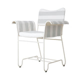 Tropique Dining Chair: Outdoor + Without Fringes + White Semi Matt + Leslie Stripe 20