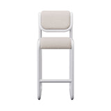 Tube Bar + Counter Stool: Upholstery + Bar + White + Boucle Cream