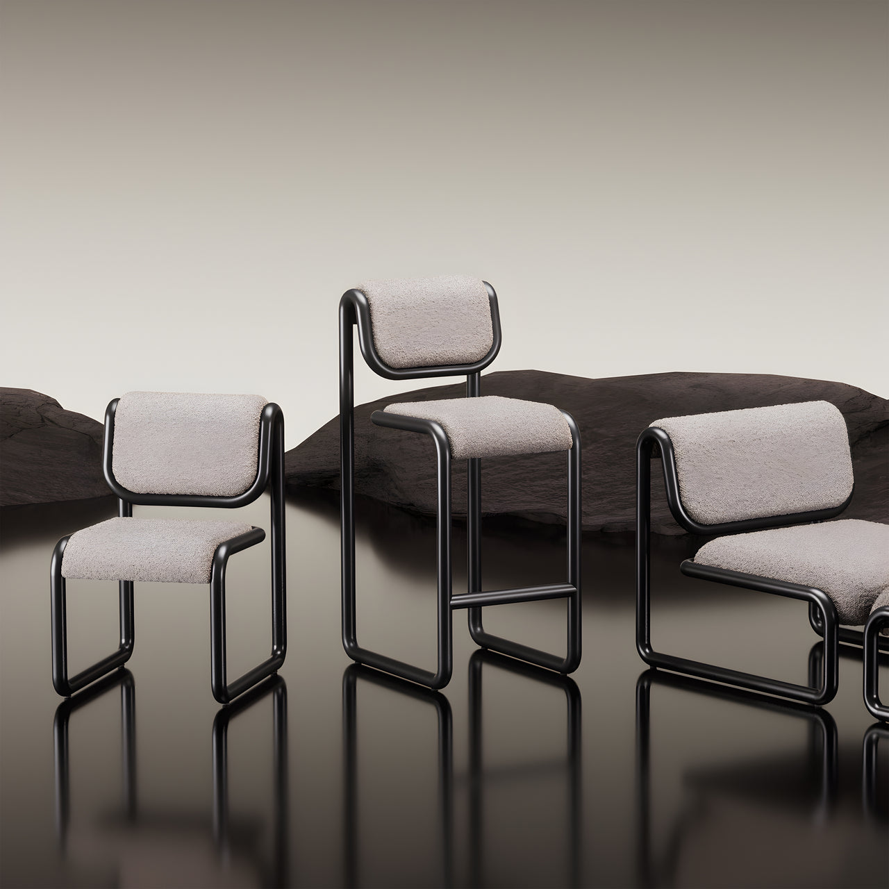 Tube Dining Chair: Upholstered
