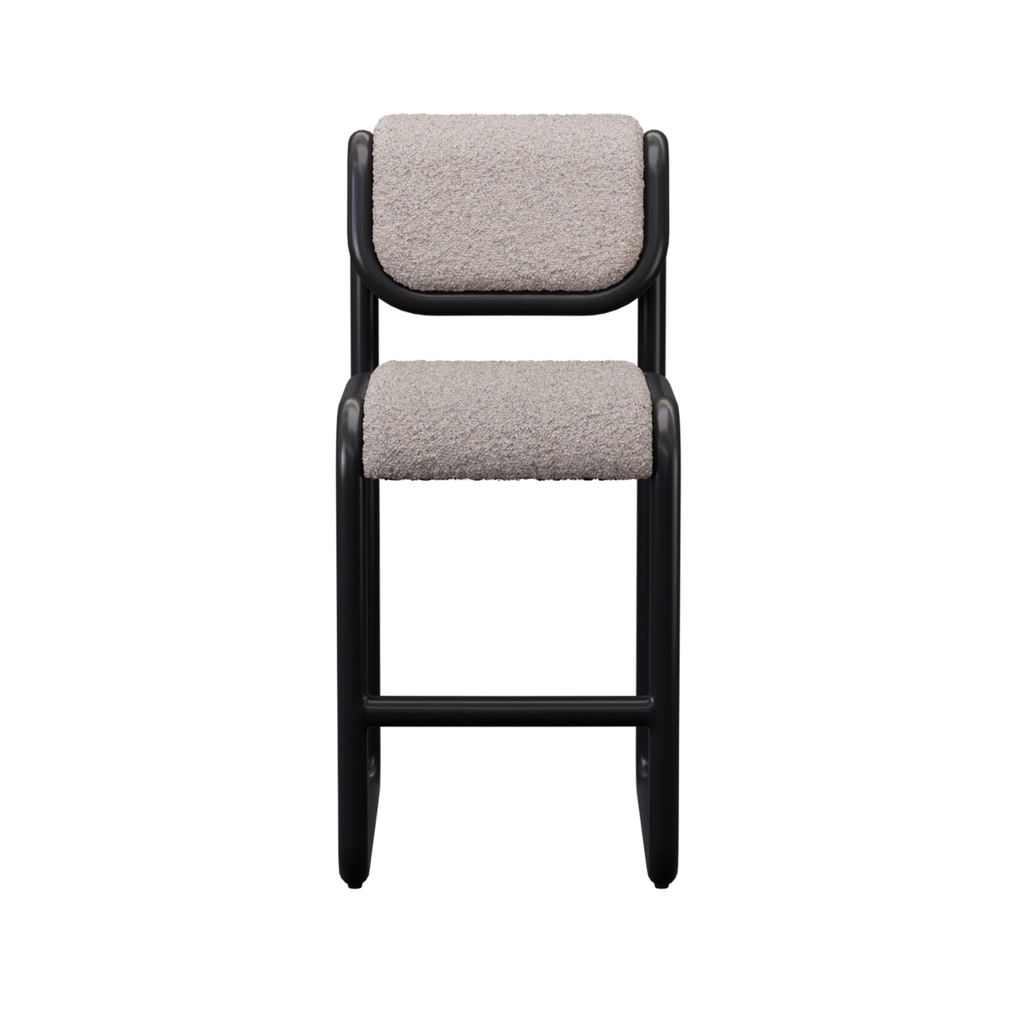 Tube Bar + Counter Stool: Upholstery + Counter + Black + Boucle Grey