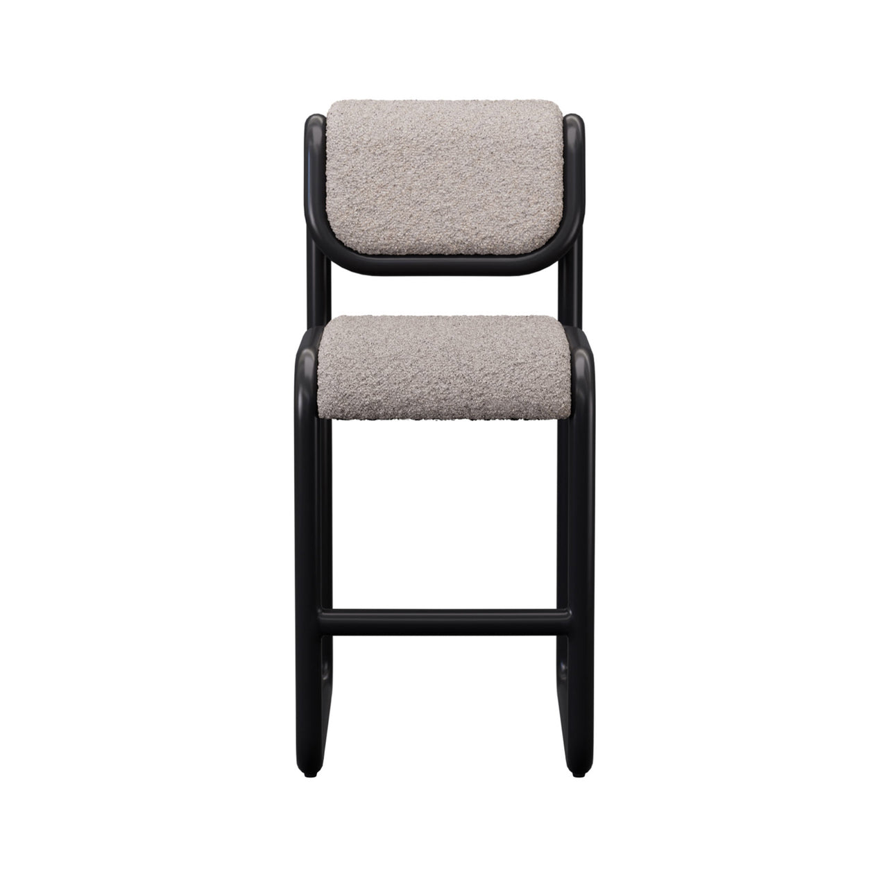 Tube Bar + Counter Stool: Upholstery + Counter + Black + Boucle Grey