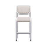 Tube Bar + Counter Stool: Upholstery + Counter + White + Boucle Cream