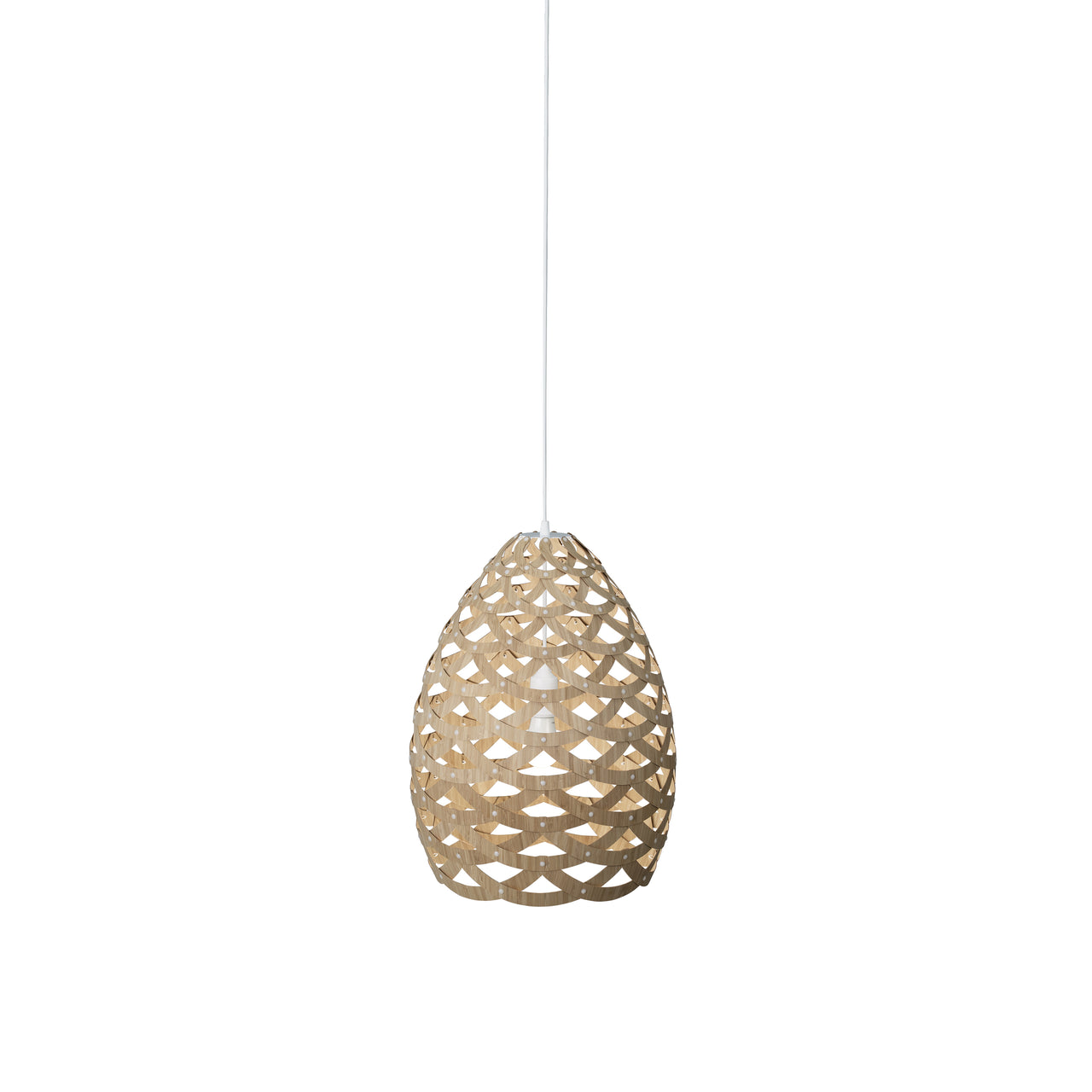 Tūī Pendant Light: Small + Bamboo + White