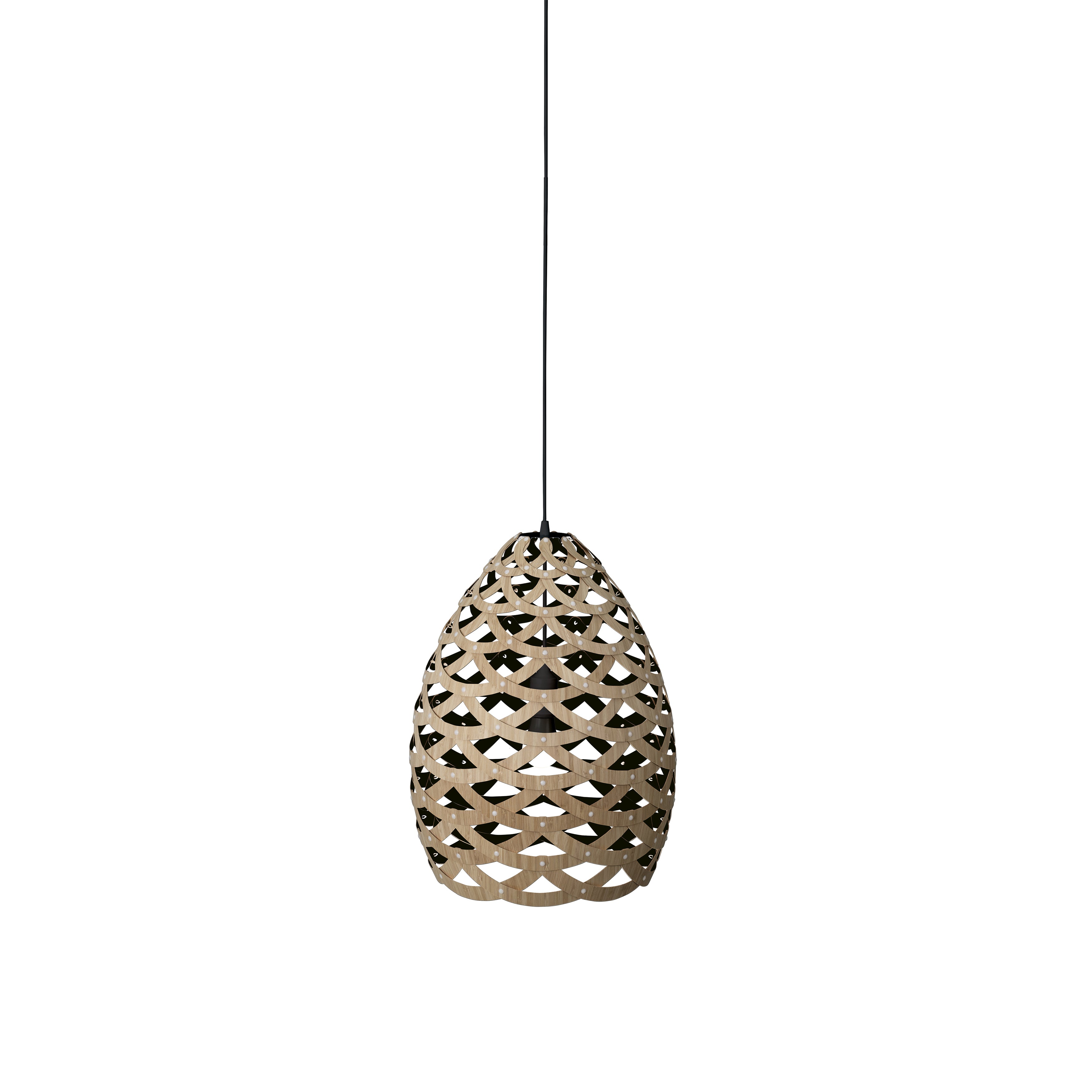 Tūī Pendant Light: Small + Bamboo + Black + Black