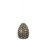 Tūī Pendant Light: Small + Black + Bamboo + White