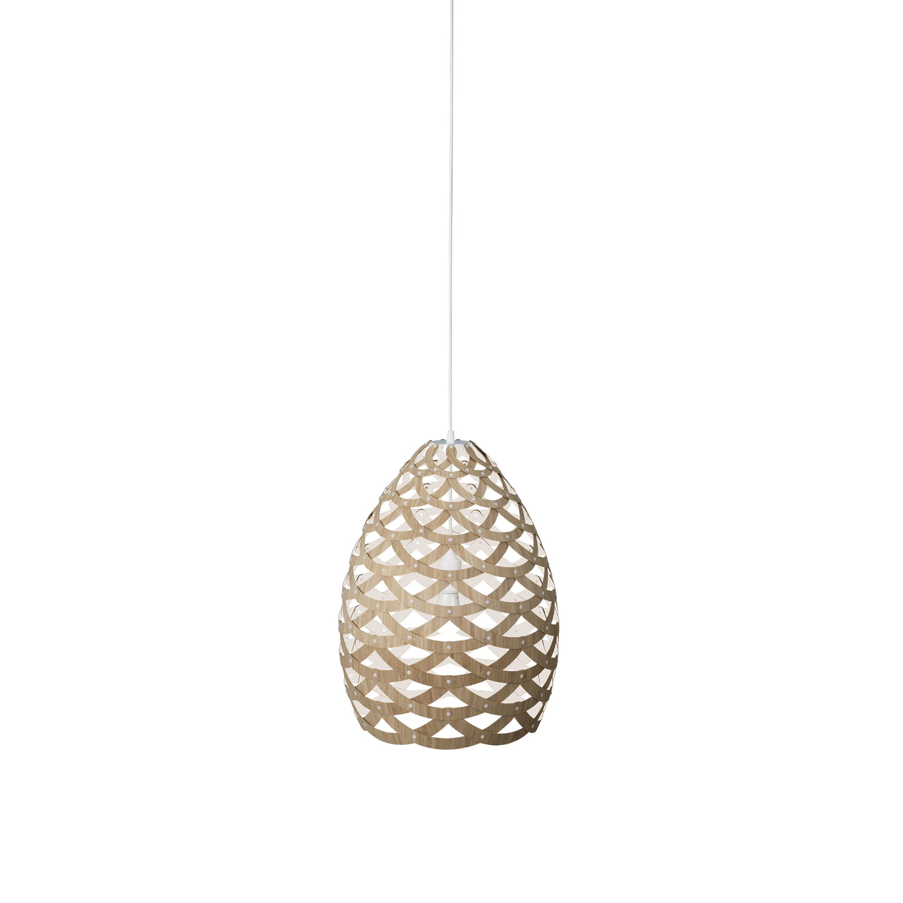 Tūī Pendant Light: Small + Bamboo + White + White