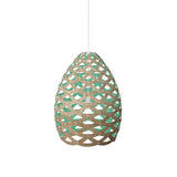 Tūī  Pendant Light: Large + Bamboo + Aqua + White