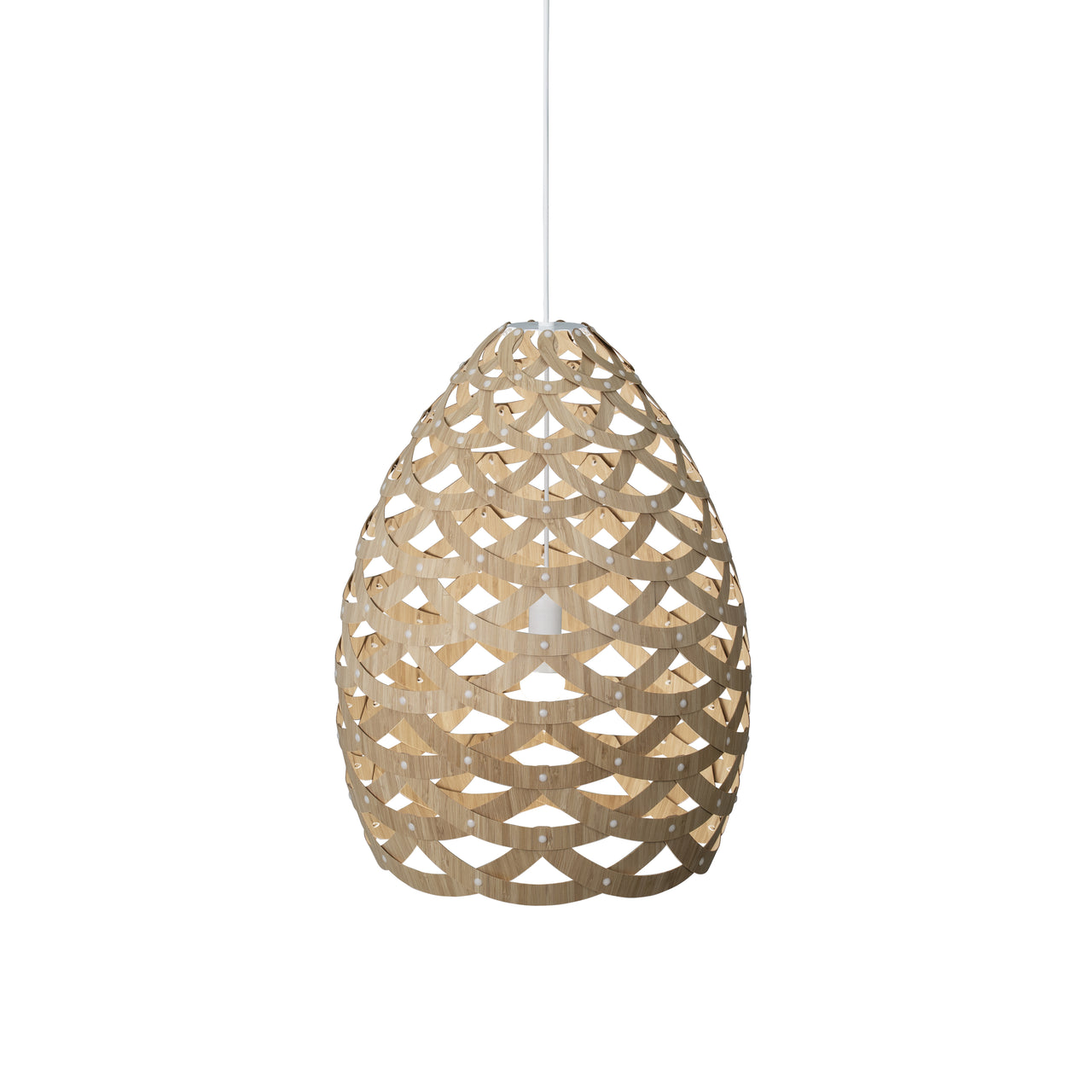 Tūī Pendant Light: Large + Bamboo + White